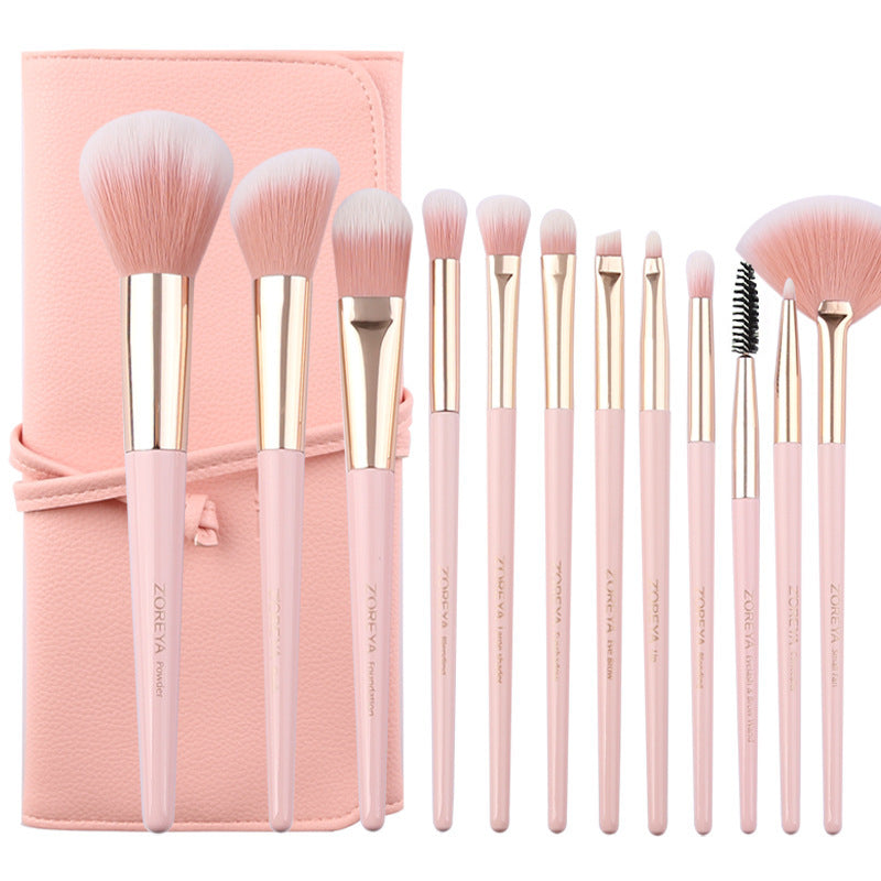 ZOREYA 12-Piece Makeup Brush Set with PU Bag