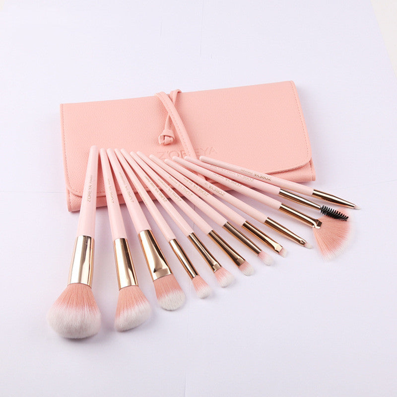 ZOREYA 12-Piece Makeup Brush Set with PU Bag