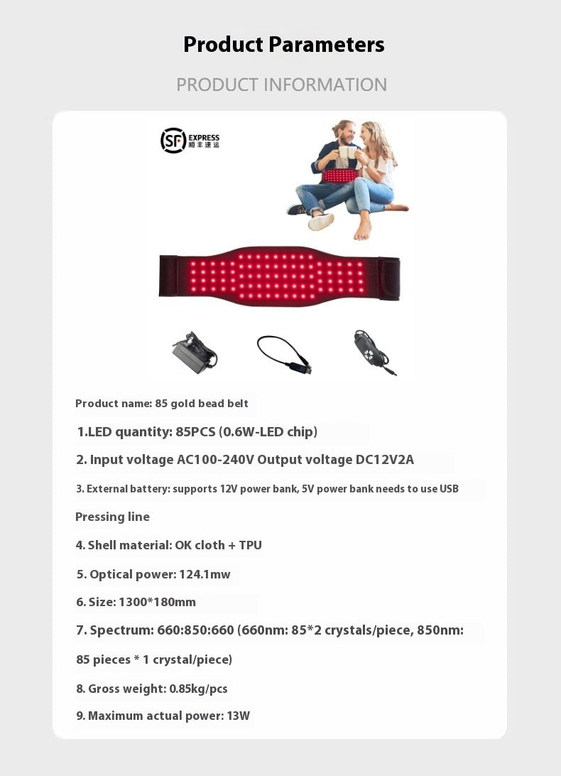 Red Light Infrared Therapy Belt – Heat & Waist Pain Relief
