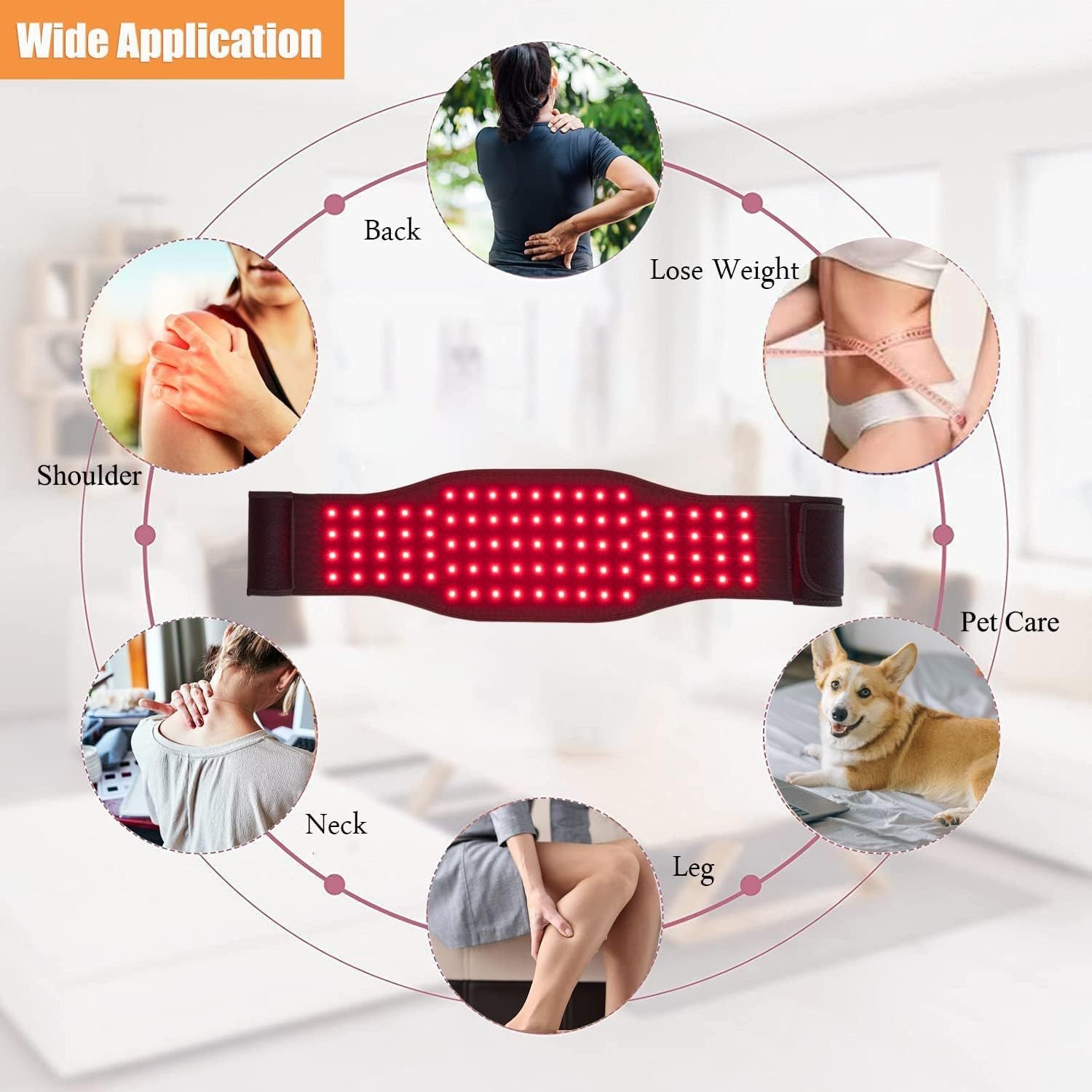 Red Light Infrared Therapy Belt – Heat & Waist Pain Relief